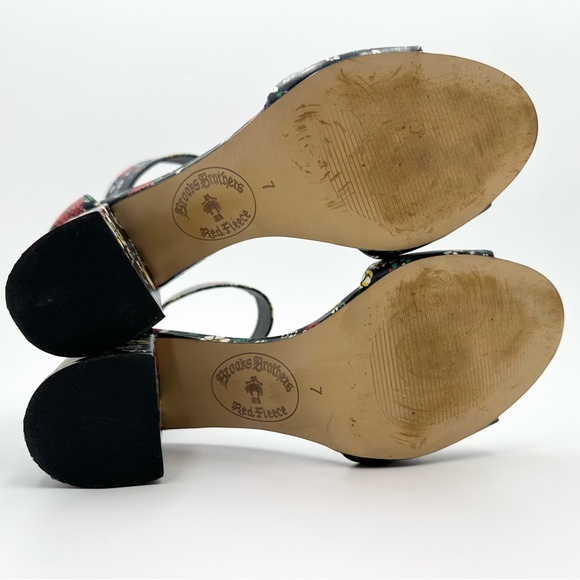 Red Fleece Brooks Brothers Floral Heel Sandal Peep Toe - Picture 9 of 13